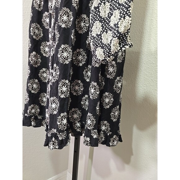 Cottage Fairy y2k Ruffle Peasant GND Dress Womens Med Black Cream Paisley Jodifl - Picture 3 of 8